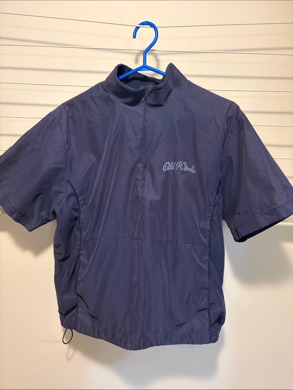 Weatherproof Short-Sleeve Windbreaker Top in Navy - Golf